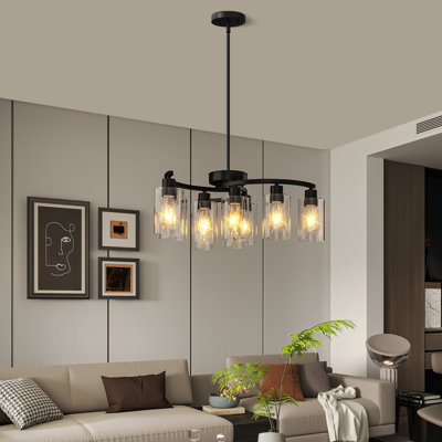 9-Light Modern Industrial Adjustable Pendant Light with Clear Glass