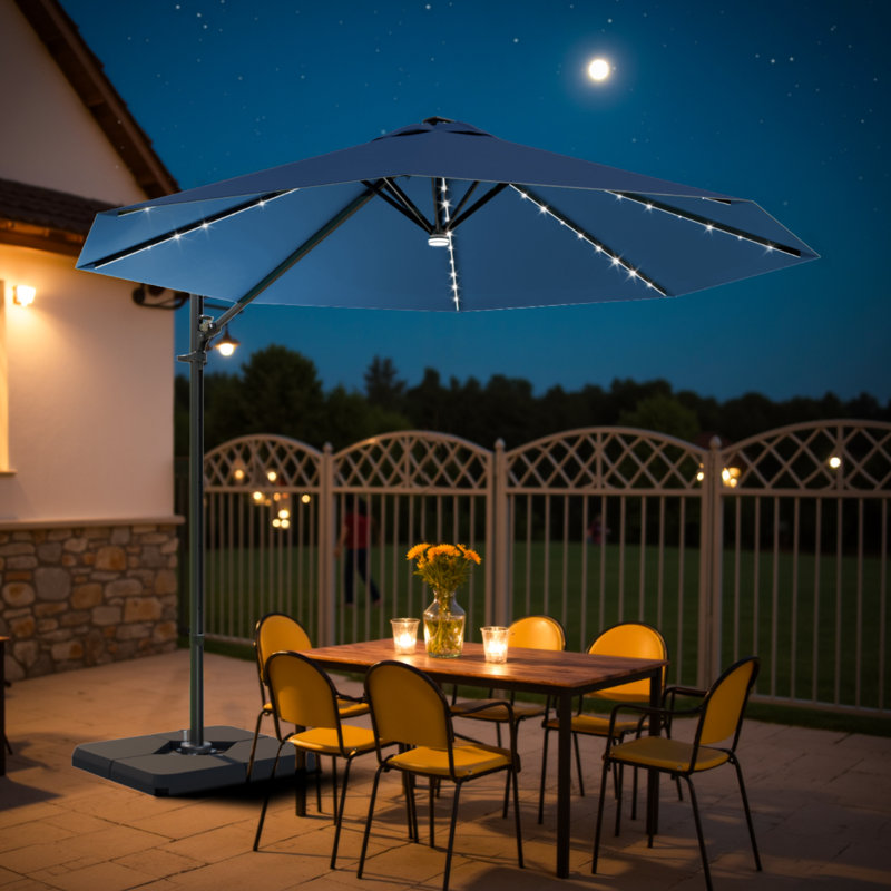 Parasol en porte-à-faux avec base 116,1 "X 116,1", Marine