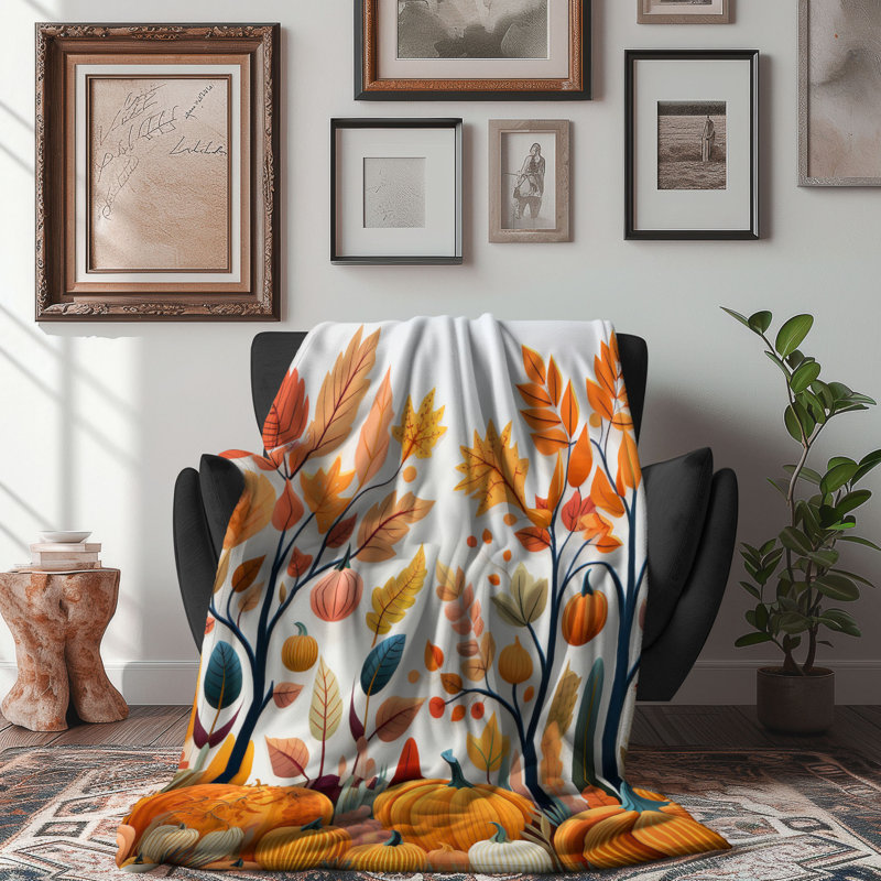Couverture d'automne - 1 pièce Sherpa Premium, Grand lit