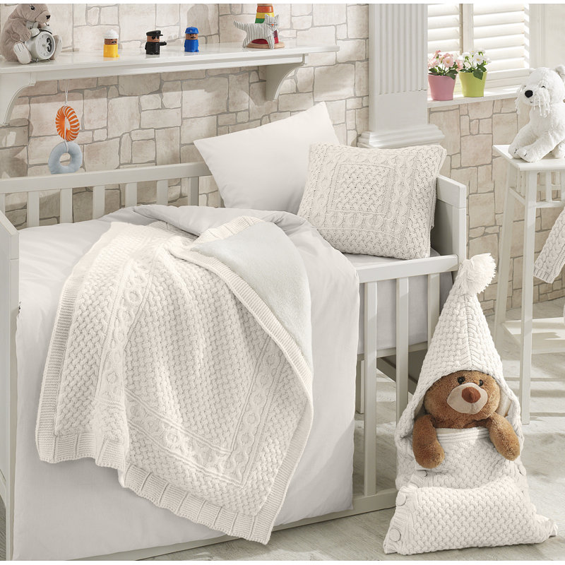 Kingsley 6-Piece Merino Wool Blend Crib Bedding Set , Cream