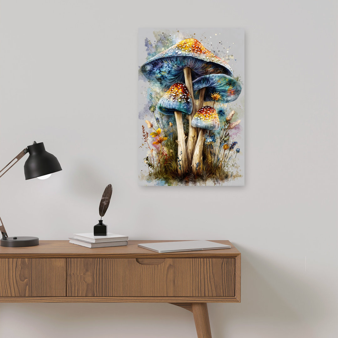 Magical Forest Mushrooms Colorful Dreamy Mystical Forest Nature Wall Art Print