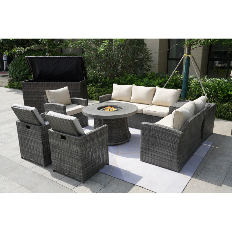 Areefa 8 - Person Patio Conversation Set with Cushions