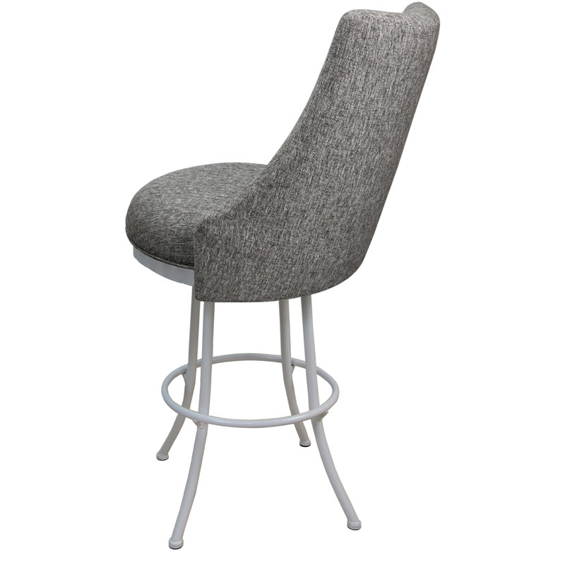 Comptoir pivotant, bar et très grand tabouret Rabiye, Blanc, gris, Tabouret de comptoir (siège d'une hauteur de 26 p