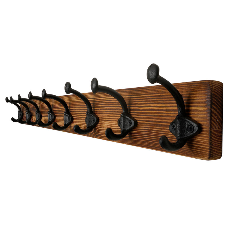 Solid Wood Wall Mounted Required 8 - Hook Wall Mounted Coat Rack, Brown