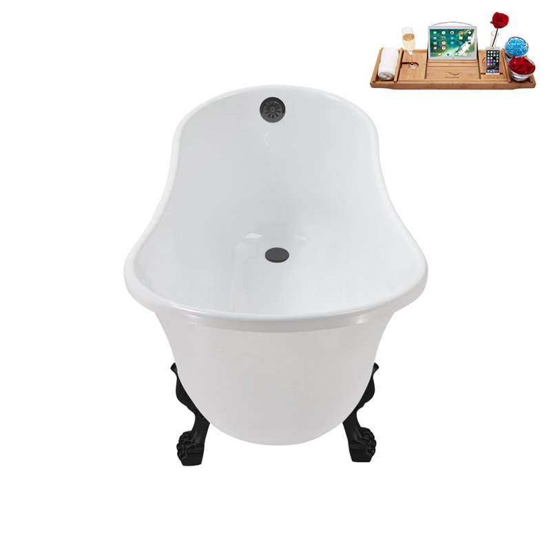 51.2'' x 25.6'' Soaking Acrylic Bathtub, Matte Black, Brushed Gun Metal