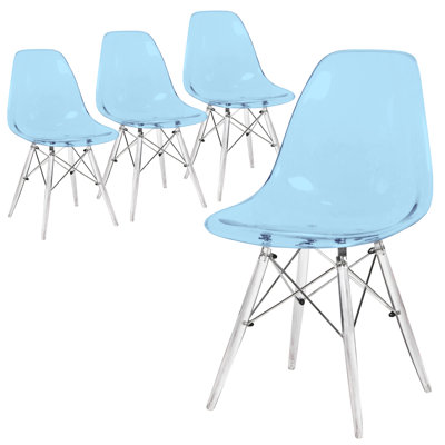Culley Modern Acrylic Side Chair – Armless Transparent Accent Chair Lightweight Molded Plastic Seating for Dining Room, Kitchen, Vanity, Office, or Banquet