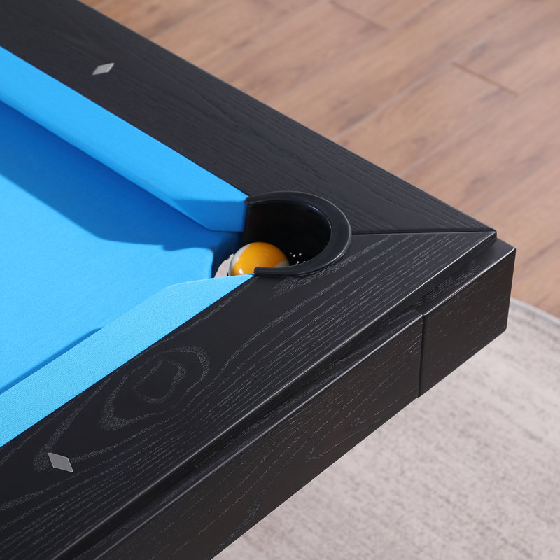 Table de billard en ardoise 8 pieds avec structure en acier Unity, Frêne noir brossé, Sable résistant à l'eau, Non