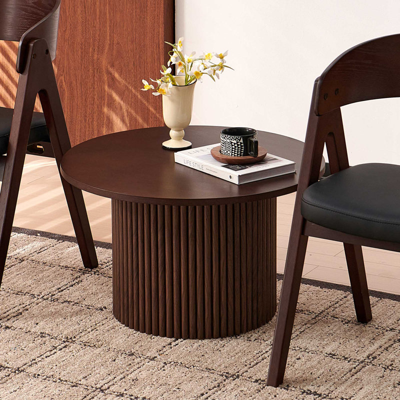 Maru Round Coffee Table, Dark Brown Wood