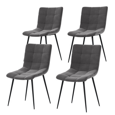 Dining Chairs Upholstered Velvet Fabric Seat Kitchen Dining Room Furniture, UKFR Certified