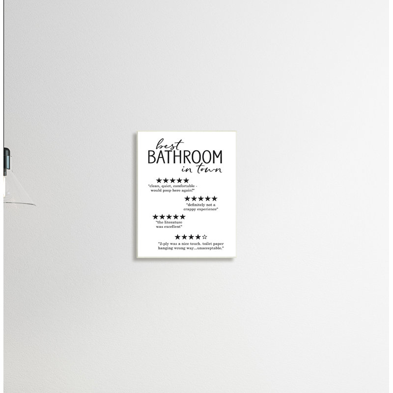 «Best Bathroom Five Star», «Bath Bath» - art textuel, H 19 po x l 13 po x P 0,5 po, Plaque murale
