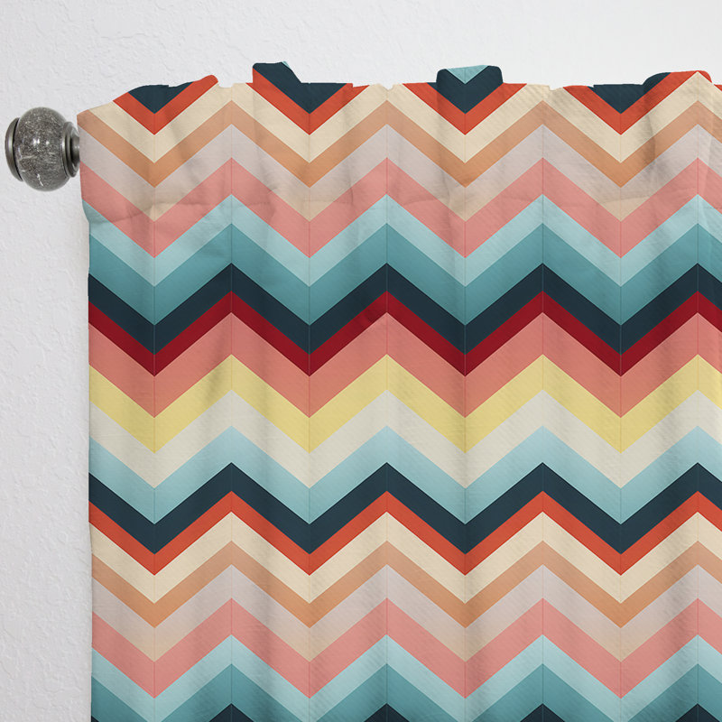 Rétro Mid-Century à motif de chevrons I - Rideau à chevrons - Rideau à chevrons obscurcissant - 1 panneaux, L 52 po x L 84 po