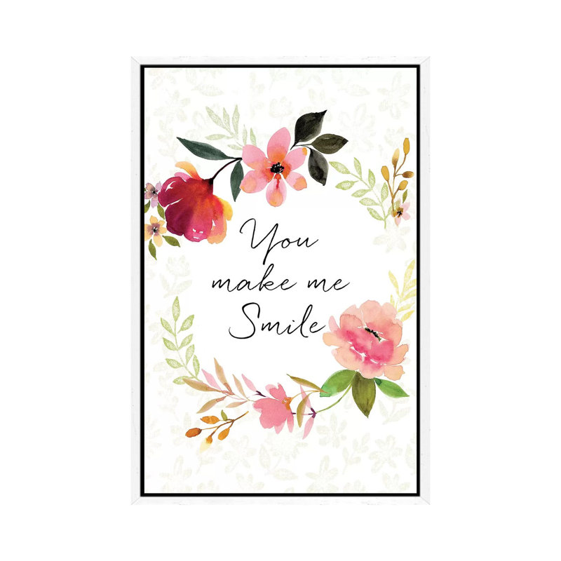 You Make Me Smile 1 Piece Wall Art on Canvas, 66.04cm H x 45.72cm W x 3.81cm D, White Floater Framed