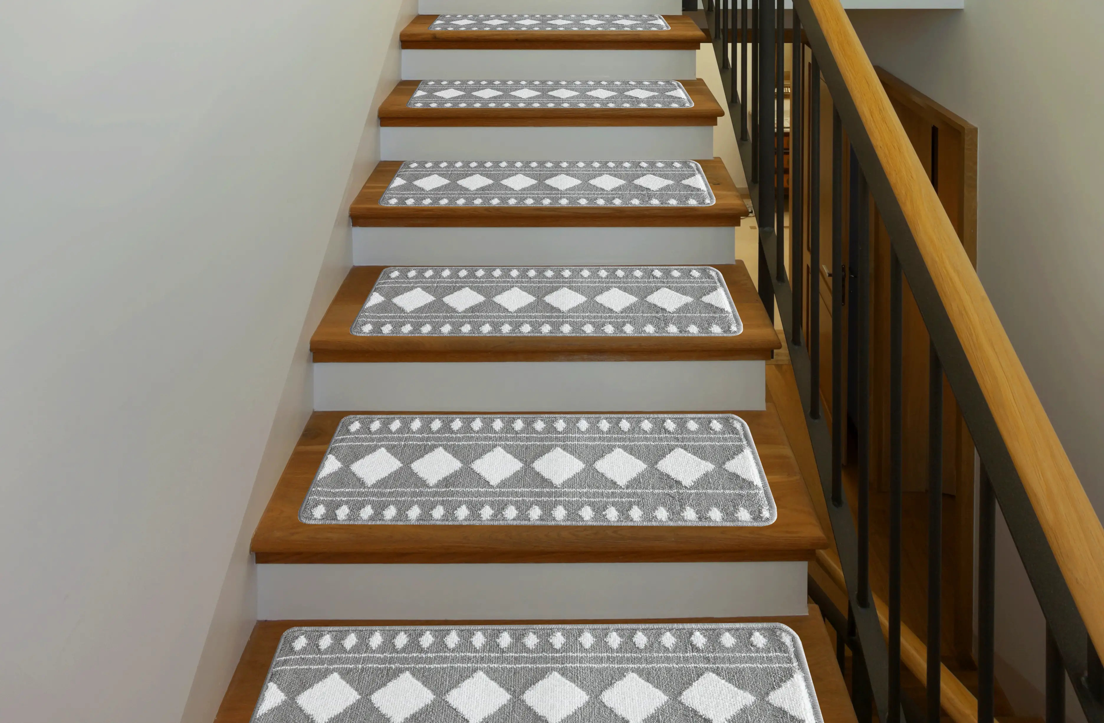 Outdoor Step Rugs Latitude Run® Stair Treads 9x28in Gray/White Non Slip Stair Rugs | Wayfair