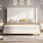 Crofford King Size Modern Corduroy Upholstered Bed with 65'' Tall Headboard & Solid Wood Legs, White-14536593-9268978