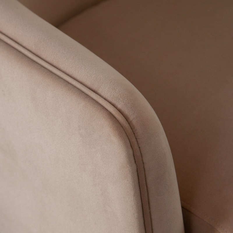 Camel Brown Velvet Upholstered Tri-Leg Accent Chair