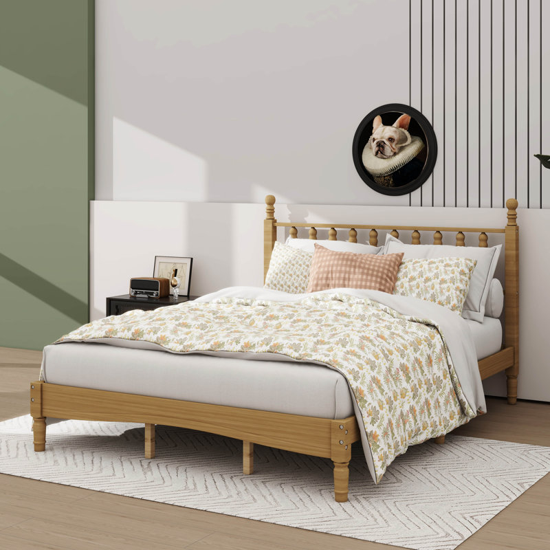 Grand lit plateforme en bois