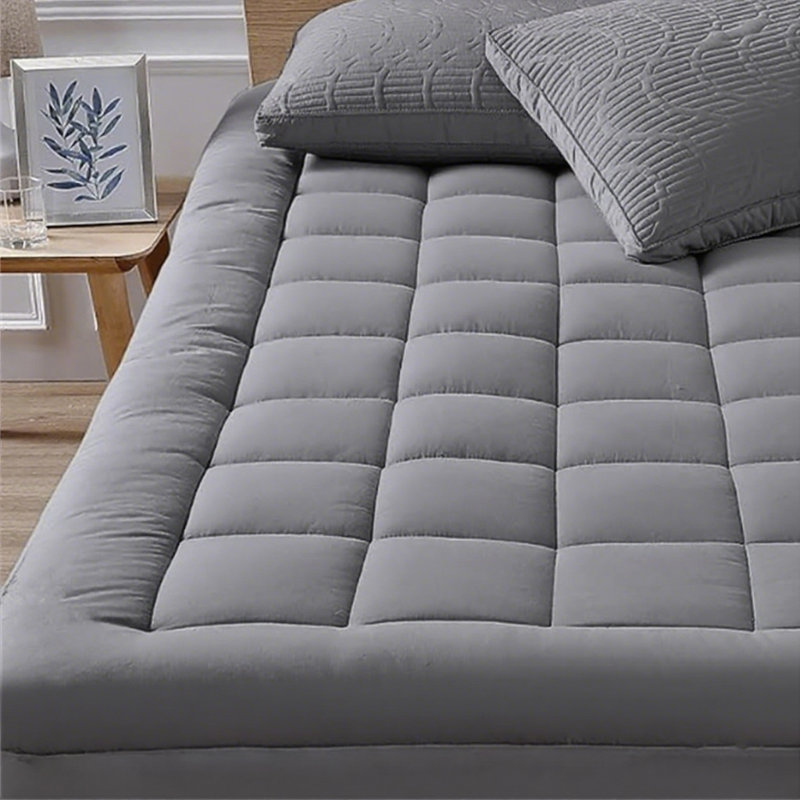 450g full-piece cotton bedspread, Lit double, Gris