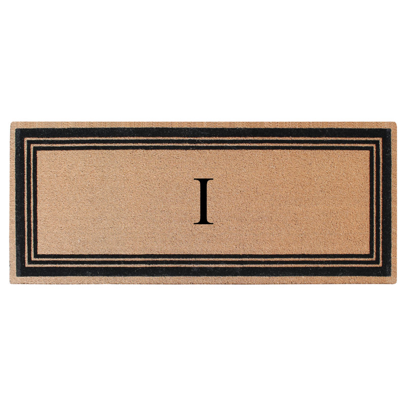 Monogrammed Triple Classic Border Natural Coir Door Mat with PVC Backing – Heavy-Duty, Anti-Shed & Easy to Clean, 57" x 24"