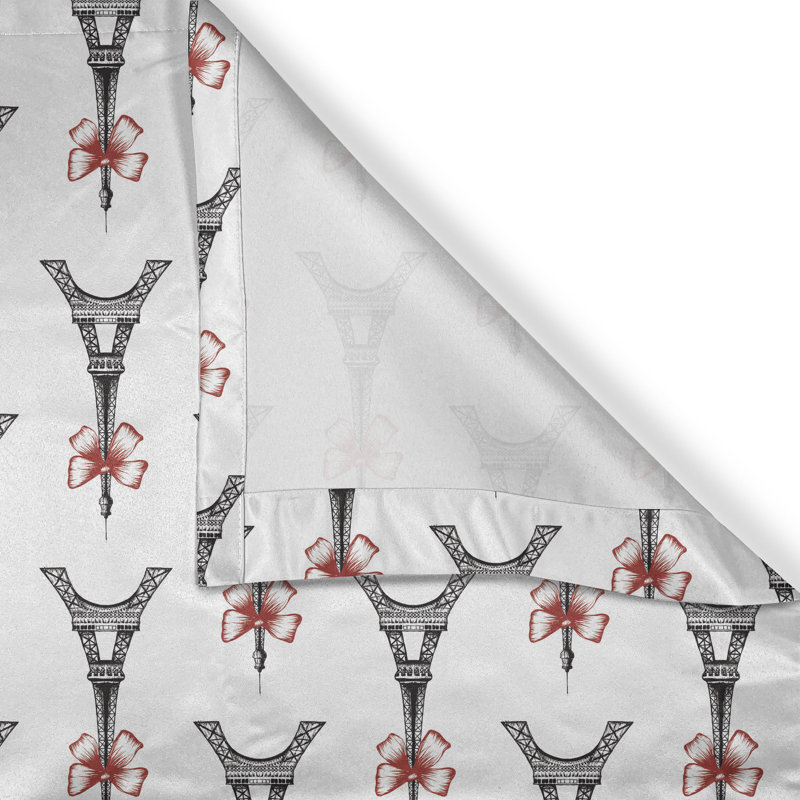 Red Barrel Studio® Eiffel Grommet Curtain 2-Panel Window Drapes, 50", Ruby Black White, 50" W x 108" L