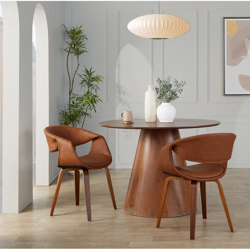 Chaises revêtues de similicuir Clarissa avec pieds en bois courbé, Noyer, Noir