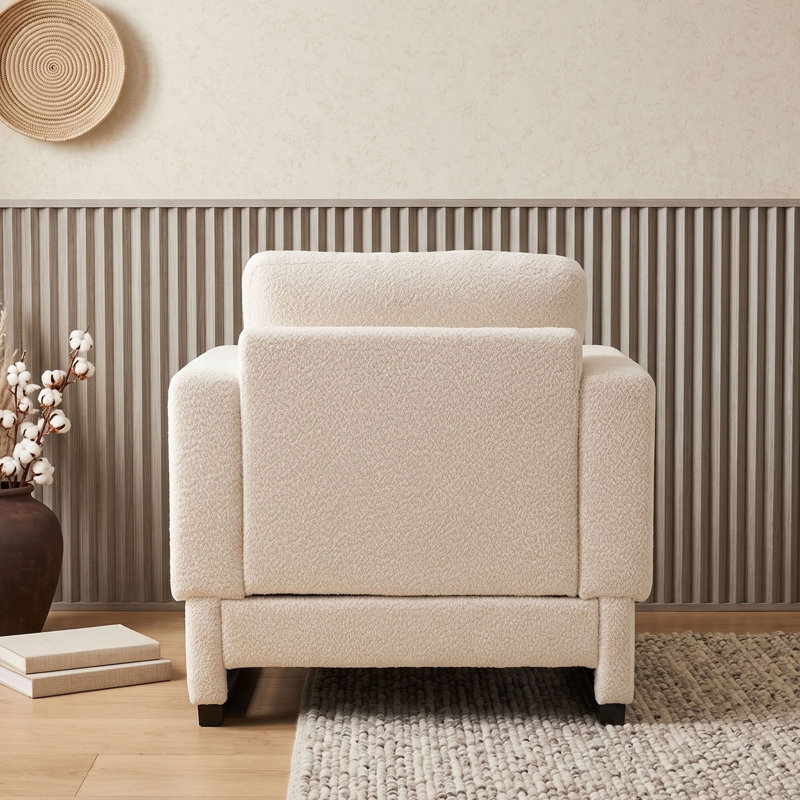 Fauteuil d'appoint rembourré avec accoudoirs Boucle, Beige
