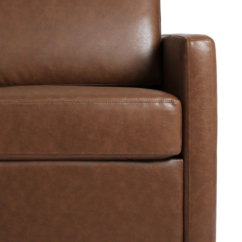 Fauteuil rembourré pivotant, Similicuir café
