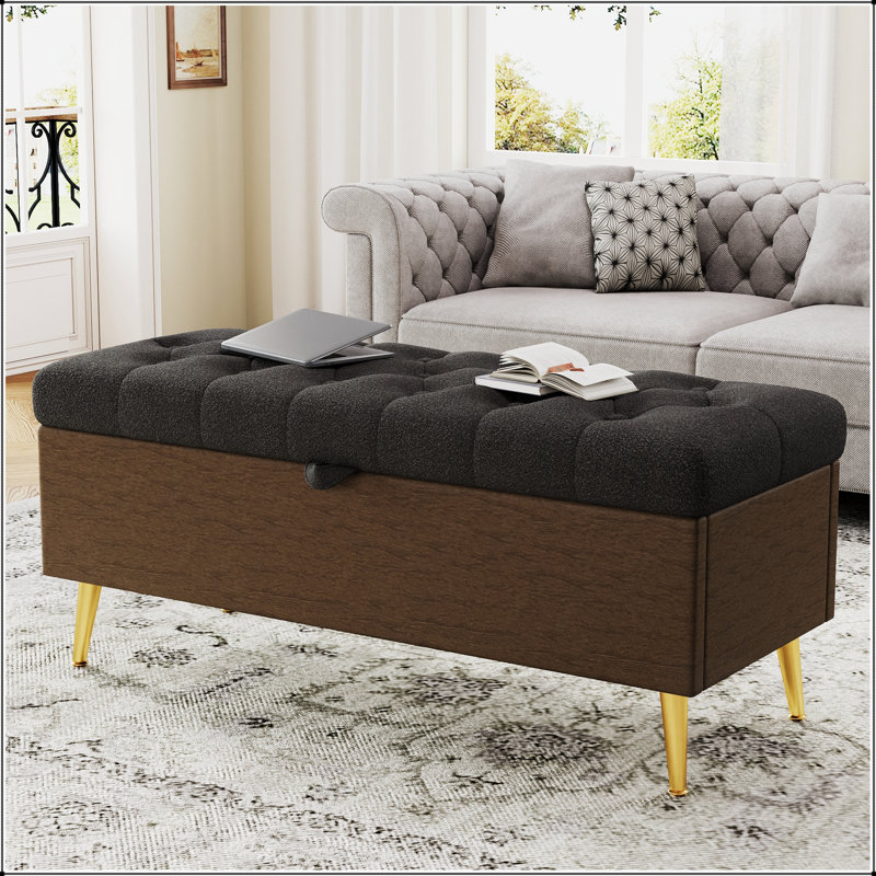 Banc de rangement avec repose-pieds Modern, Gris