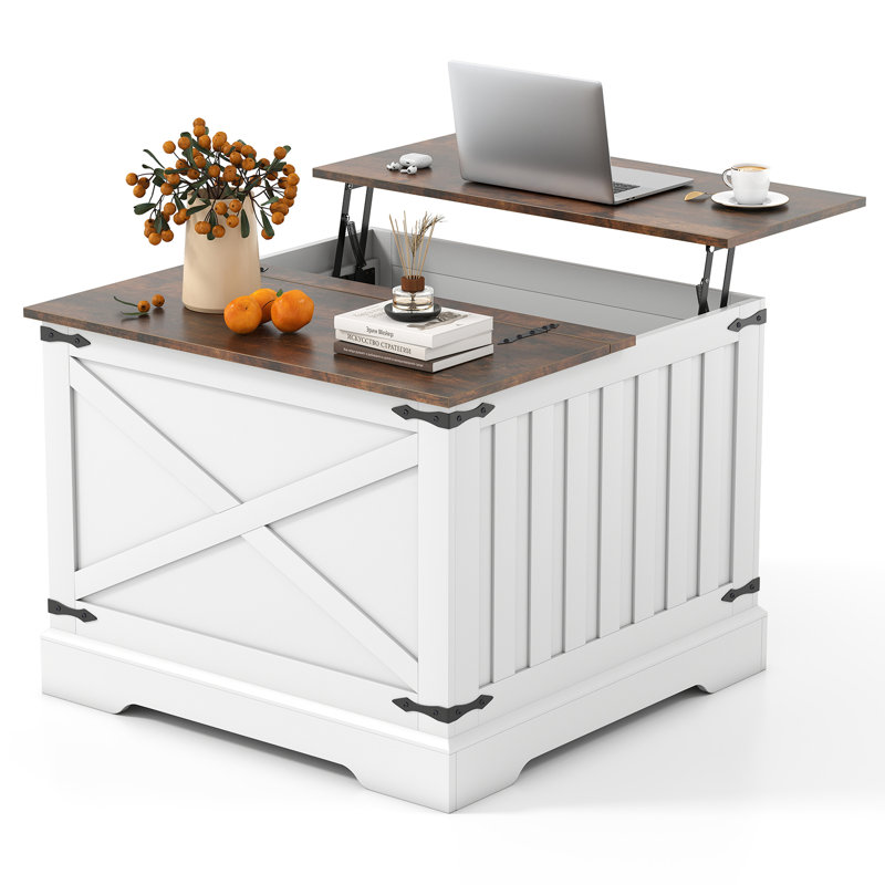 Lift Top Coffee Table with Storage, Dark Brown Wood
