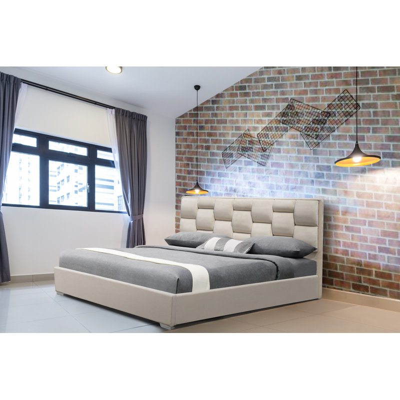 Greco Upholstered Bed, Double (4'6), Cream