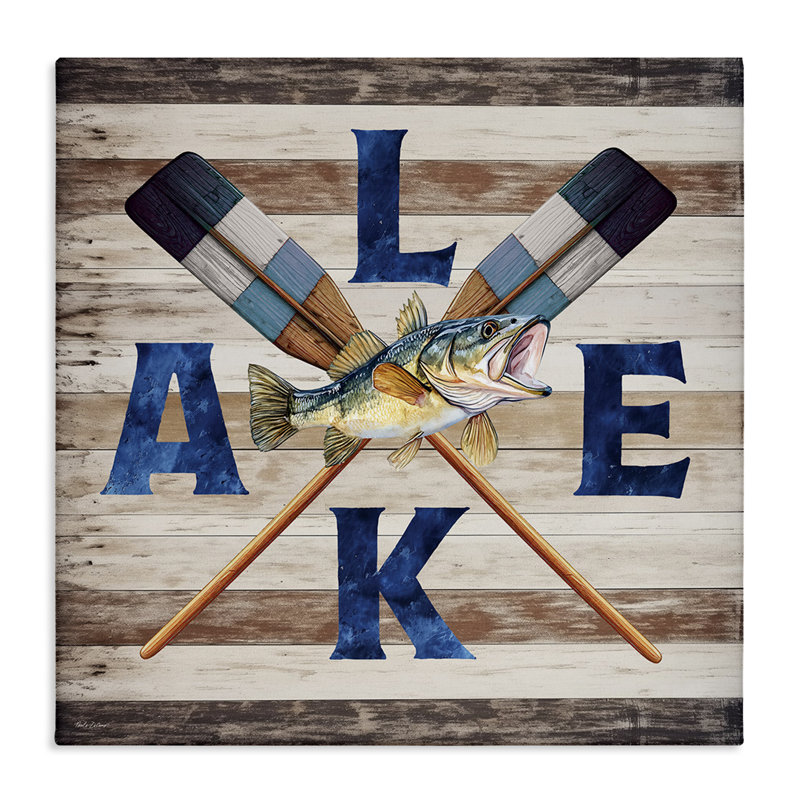 «Rustic Lake Boat Oars Canvas», conception par Nicole DeCamp, H 17 po x l 17 po