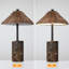 Paquet de 2 lampes de table DEL à piles rechargeables de 3600 mAh, 3 lumières à intensité variable, abat-jour en rotin bohème avec base en marbre