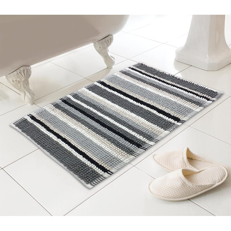 Halema Rectangle Bath Mat, Charcoal