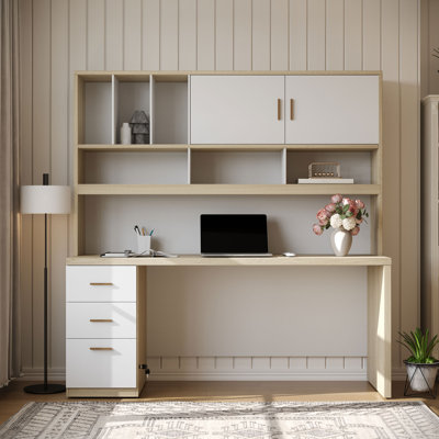 Bureau d'ordinateur 71 po avec huche, prise de courant et 3 tiroirs Adonia Adonia