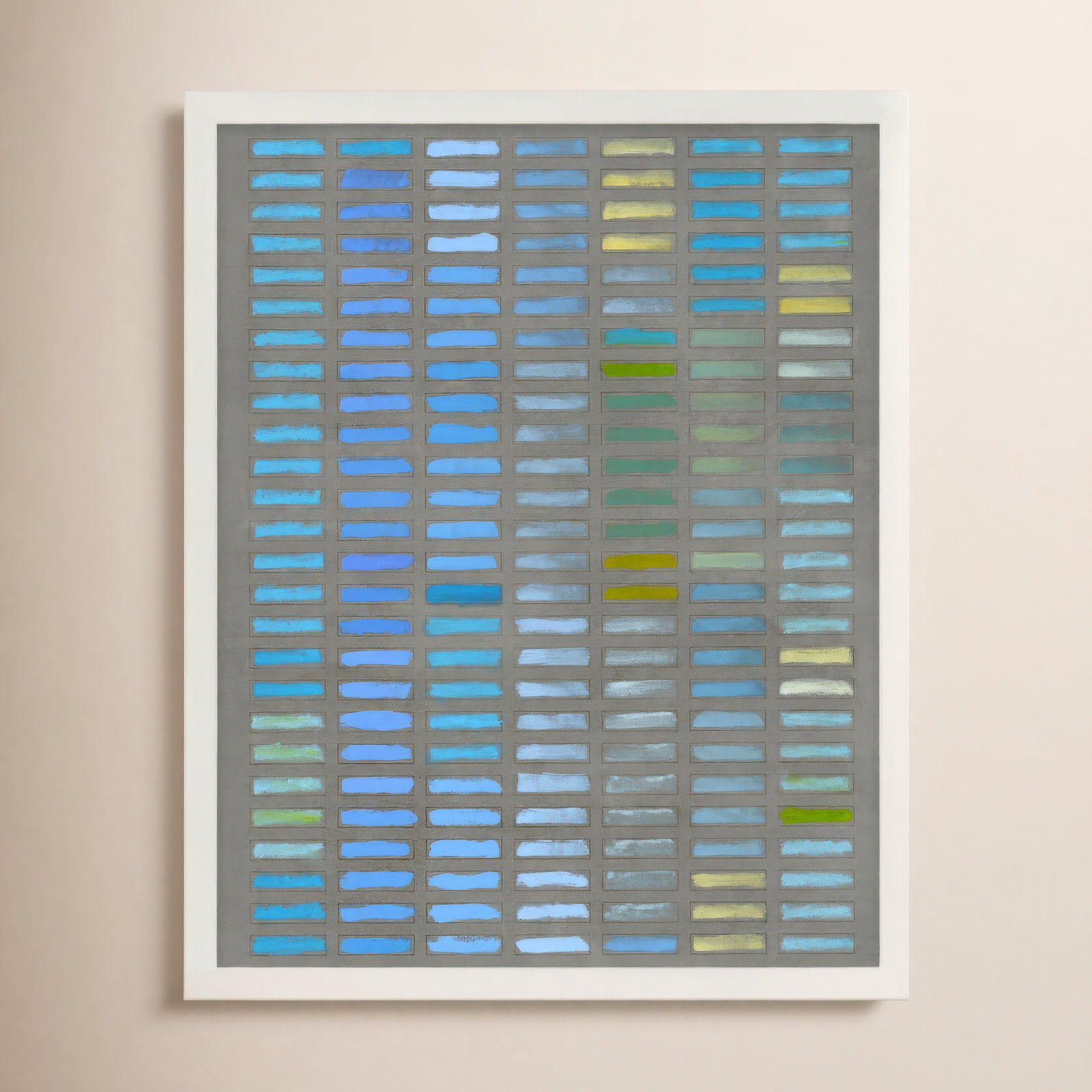 Beyond the Blues Painting by Jacques Pilon, White Framed, 30" H x 24" W x 1.25" D