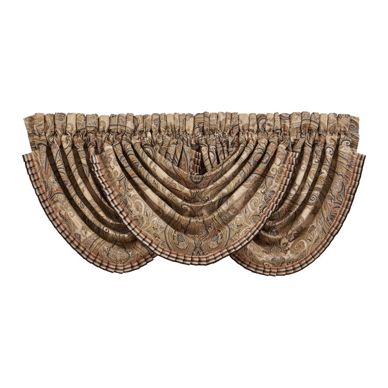 Luciana Beige and Gold Waterfall Rod Pocket Valance