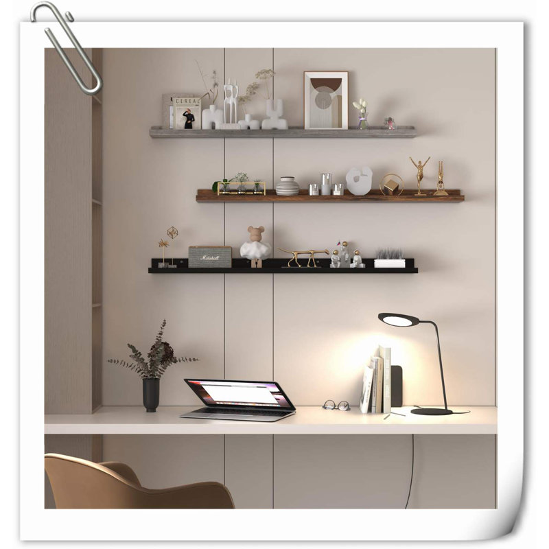 Tablette flottante Archelle, Noir / brun / gris