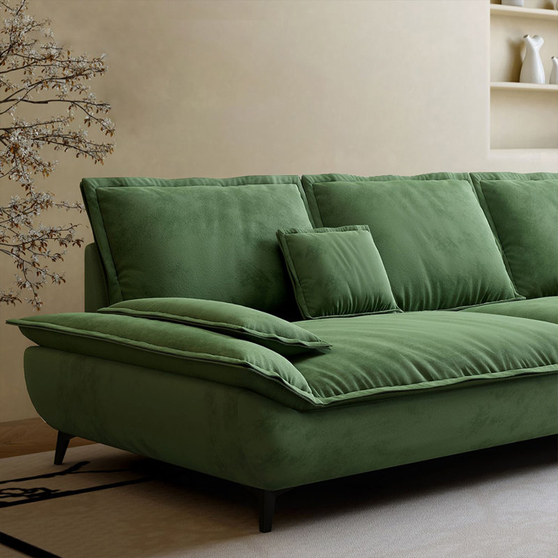 Ensemble de salon 3 pièces en cuir véritable vert