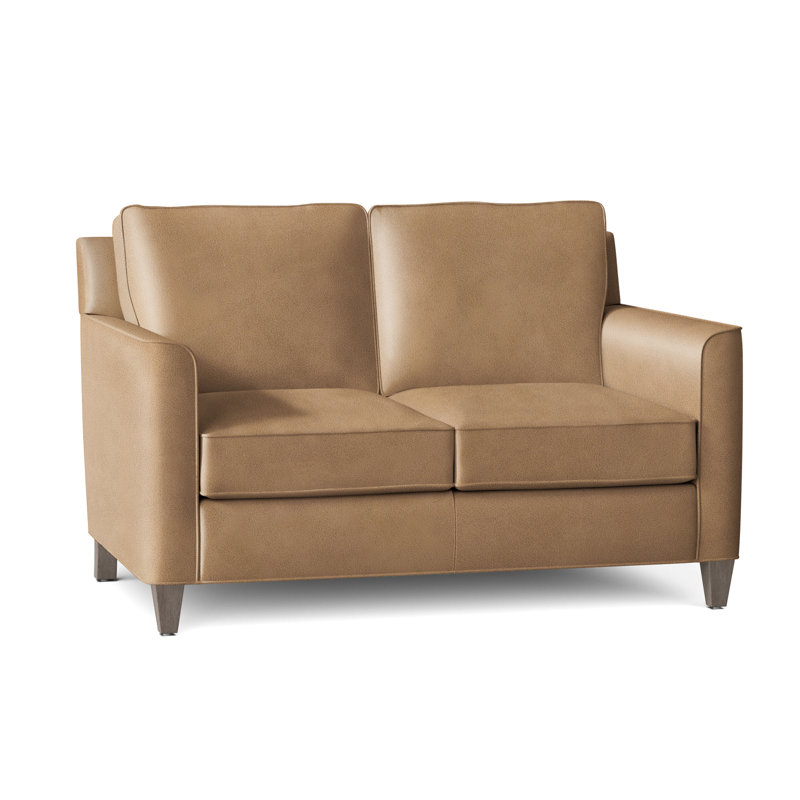 Yorba Leather Loveseat, Stone, Aline Fumo Genuine Leather