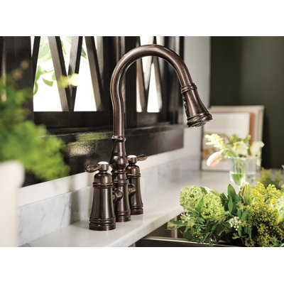 Moen Weymouth Pull Down Touch Double Handle Kitchen Faucet