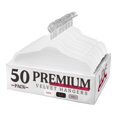  Non-Slip Plastic Velvet Hanger Packs - Heavy Duty Felt Hangers with Stainless Steel Swivel Hooks