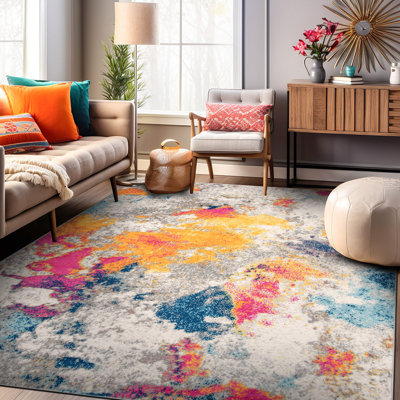 Noires Abstract Ivory/Gray/Blue Area Rug