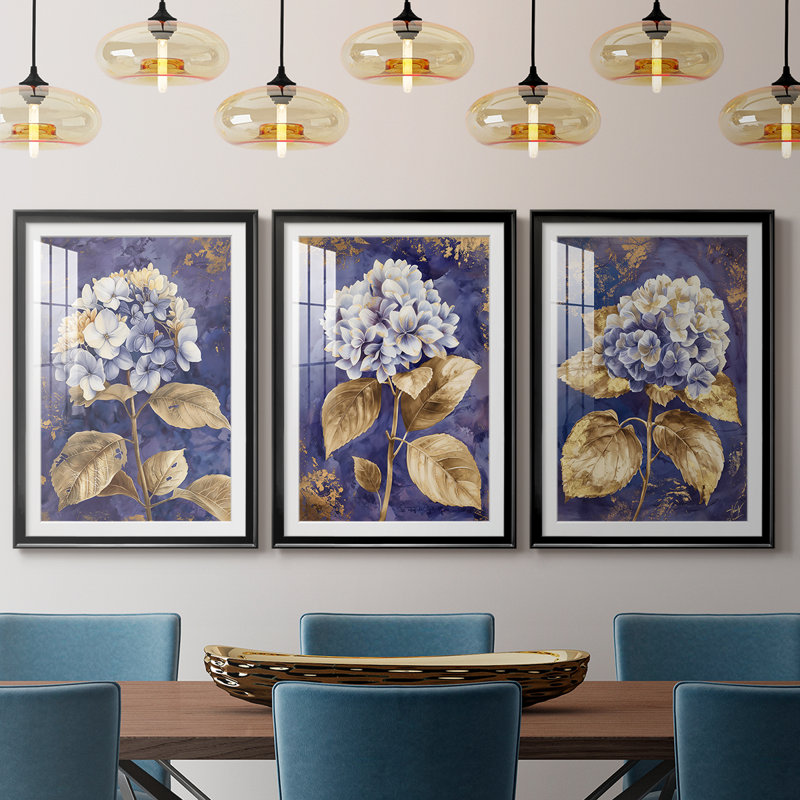 FLORAL Series CCXXXVIII  -Custom Framed  Premium Print W Matt - 3 Pieces, 15" H x 19" W