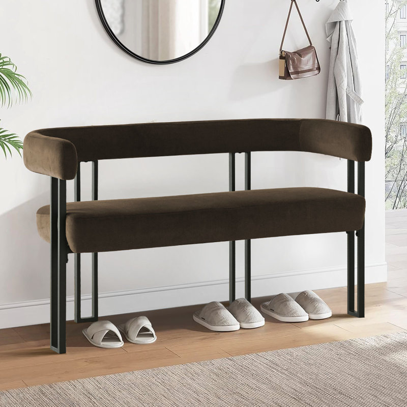 Banc de vestibule / salon 49 po, Velours brun
