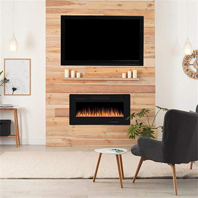 Foyer électrique encastré et mural Braegger, télécommande avec minuterie, couleur et vitesse de flamme réglables