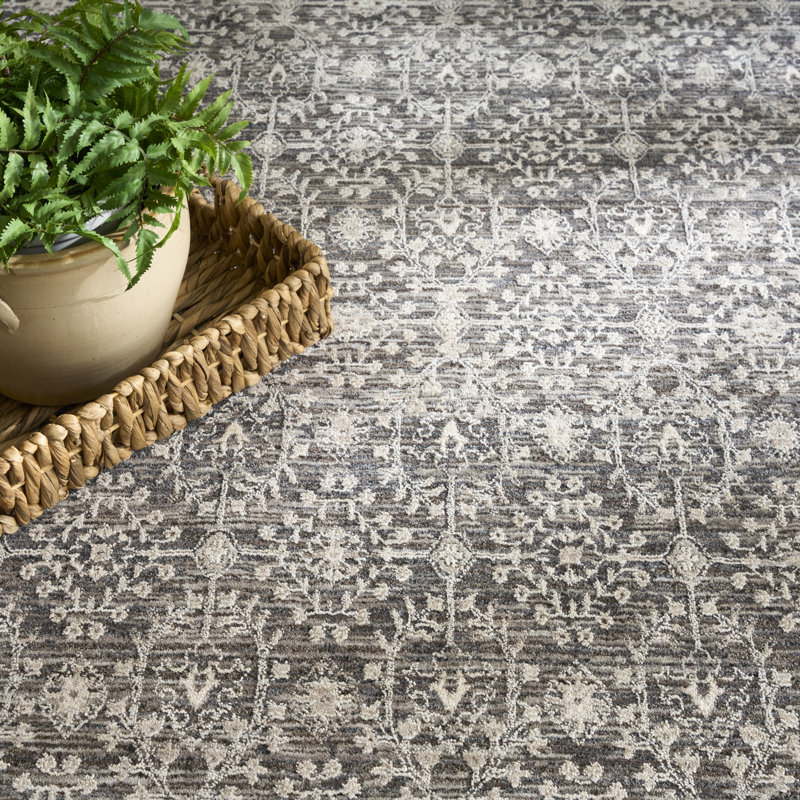 Tapis floral en polyester tissé à la machine Shadows , Rectangle 10 pi x 13 pi
