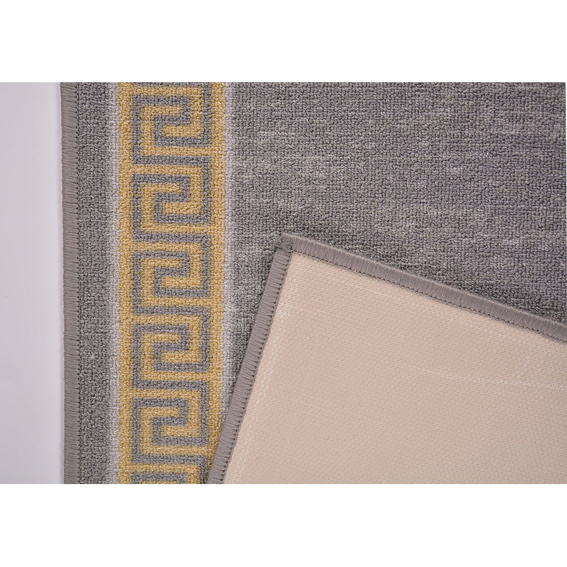 Tapis de couloir antidérapant à motif de bordures grecques 2 pi x 7 pi