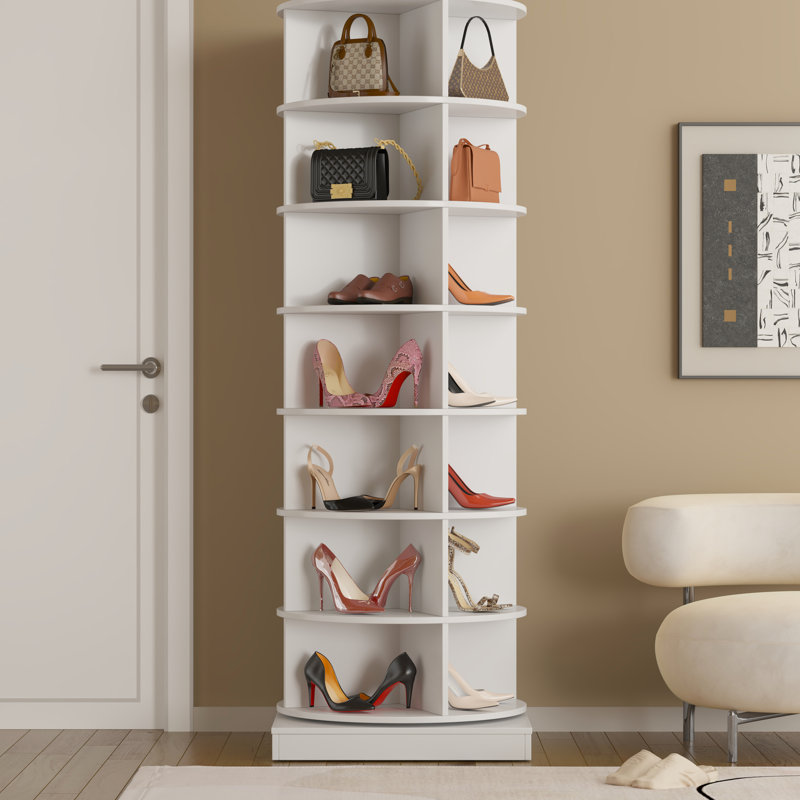 Armoire à chaussures rotative 360 avec 7 couches, pouvant contenir 28 paires, étagère décorative à 7 couches peu encombrante, accessoire