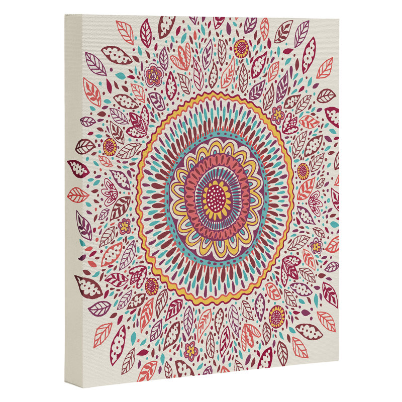 «Sunflower Mandala», impression, H 20 po x l 16 po x P 2 po, Toile tendue, Pas de tapis
