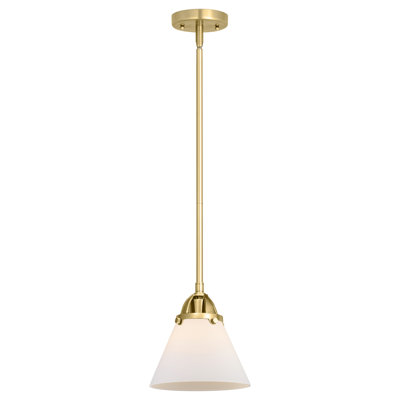 Nouveau 2 - Cone - 1 Light 8" Stem Hung Mini Pendant - Bulb Not Included - Polished Chrome Finish - Matte White Shade
