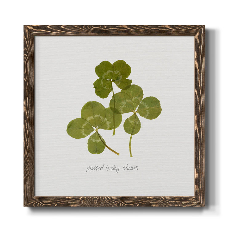Toile encadrée pressée «Clover II» de qualité supérieure - prête à être accrochée, Cadre noyer